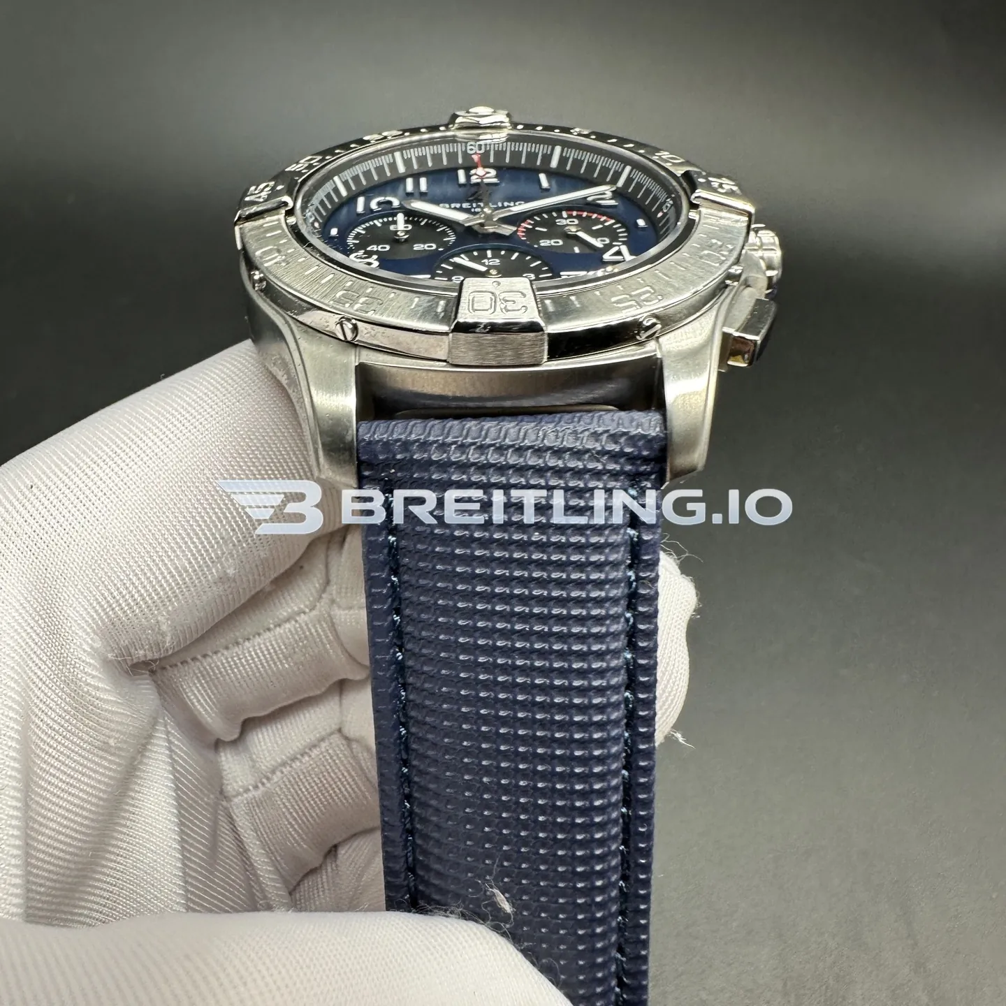 Breitling Avenger AB0146101C1X1 42mm Dark Blue Dial Brushed Stainless Steel Case Blue Fabric Strap Chronograph Replica Strap
