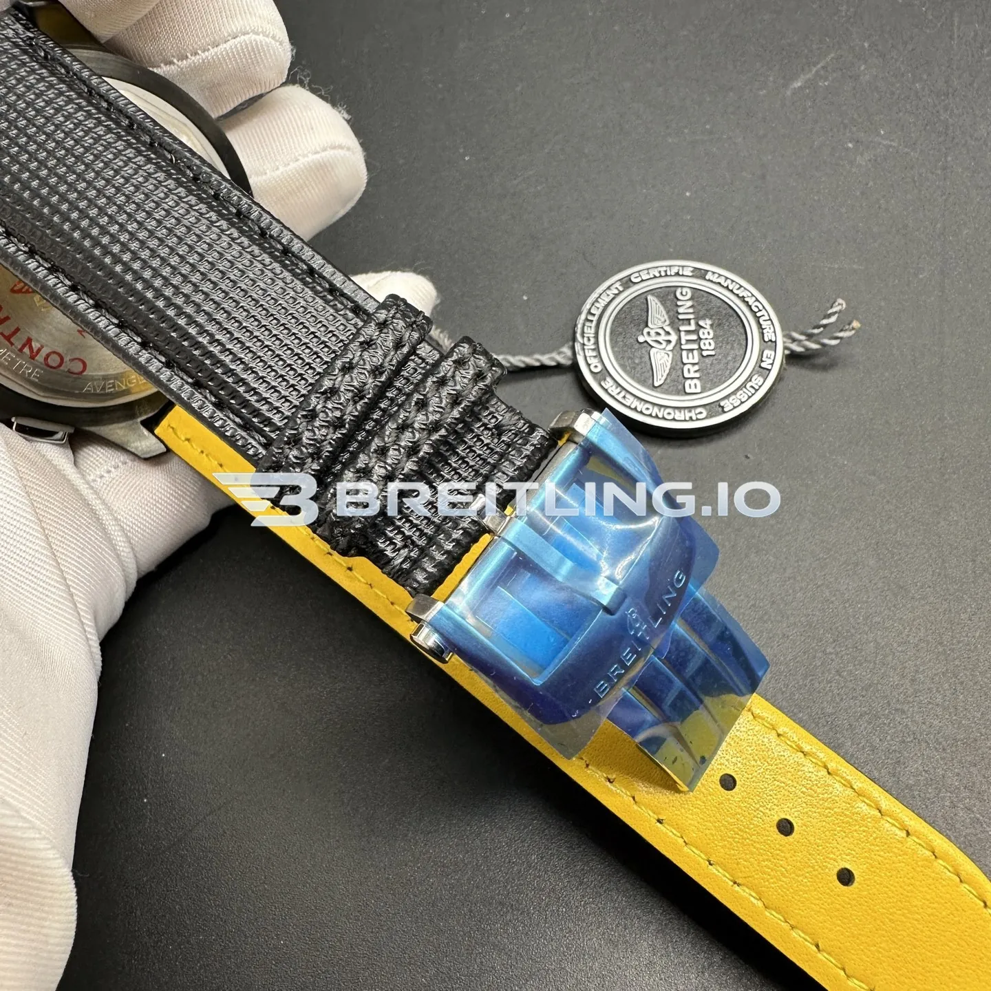 Breitling Avenger EB0148101B1X1 46mm Dark Grey/Black Dial Titanium Case Black Woven Rubber Strap Chronograph Replica Strap And Clasp