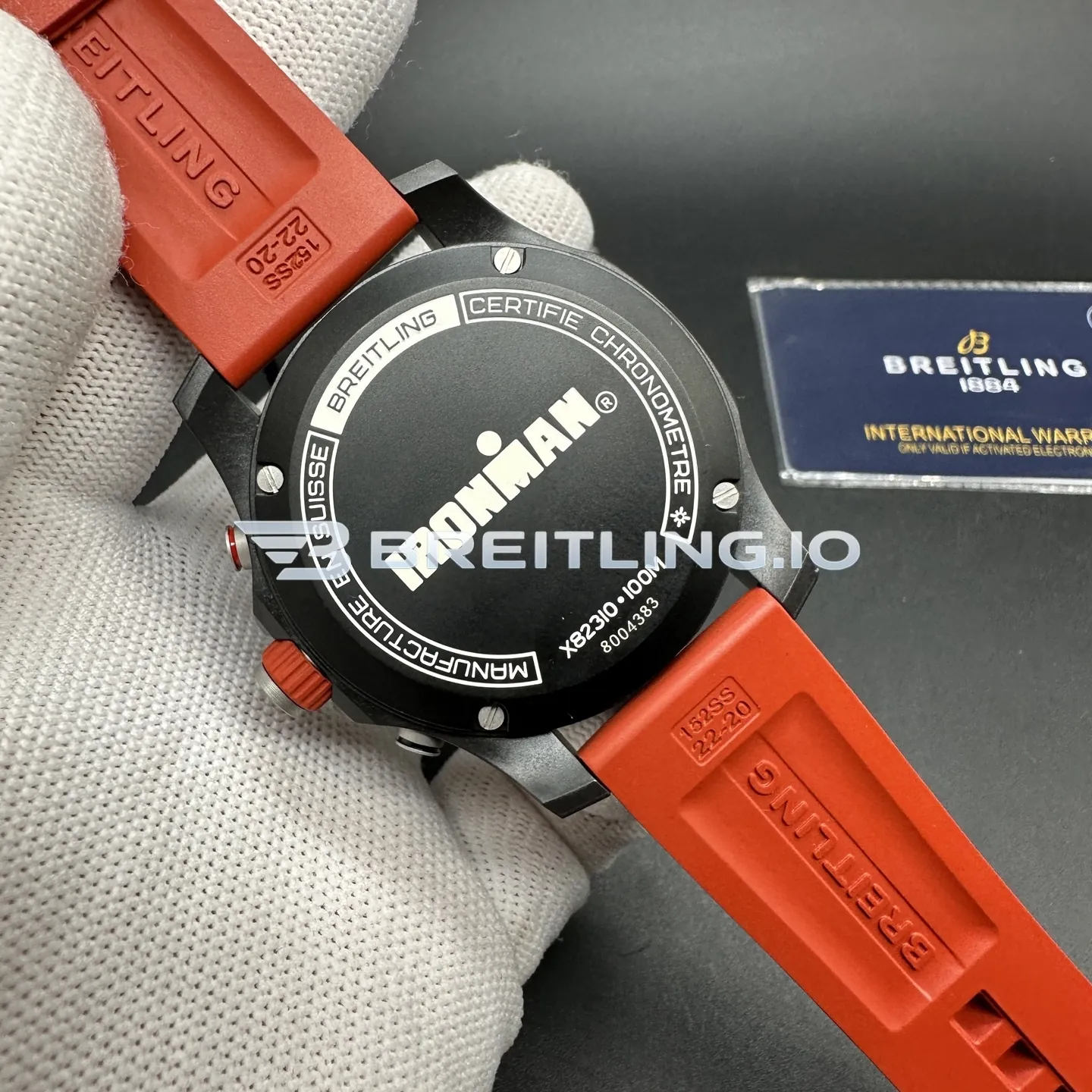 Breitling Professional Endurance X823109A1K1S1 44mm Gradient Red Dial Matte Black Breitlight Case Red Rubber Strap Replica Back View