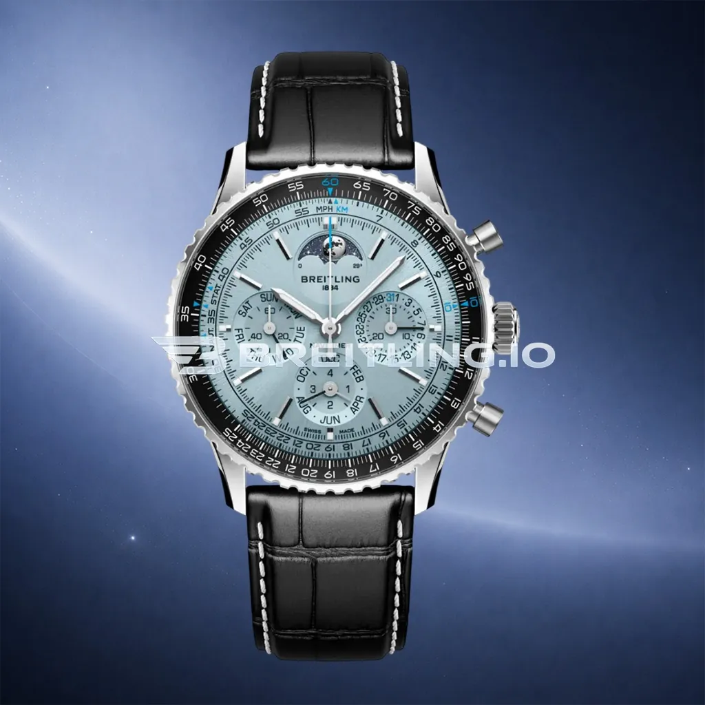 Breitling Navitimer PB1920251C1P1 43mm Ice Blue Sunburst Dial Stainless Steel Case Black Leather Strap Chronograph Replica First Image