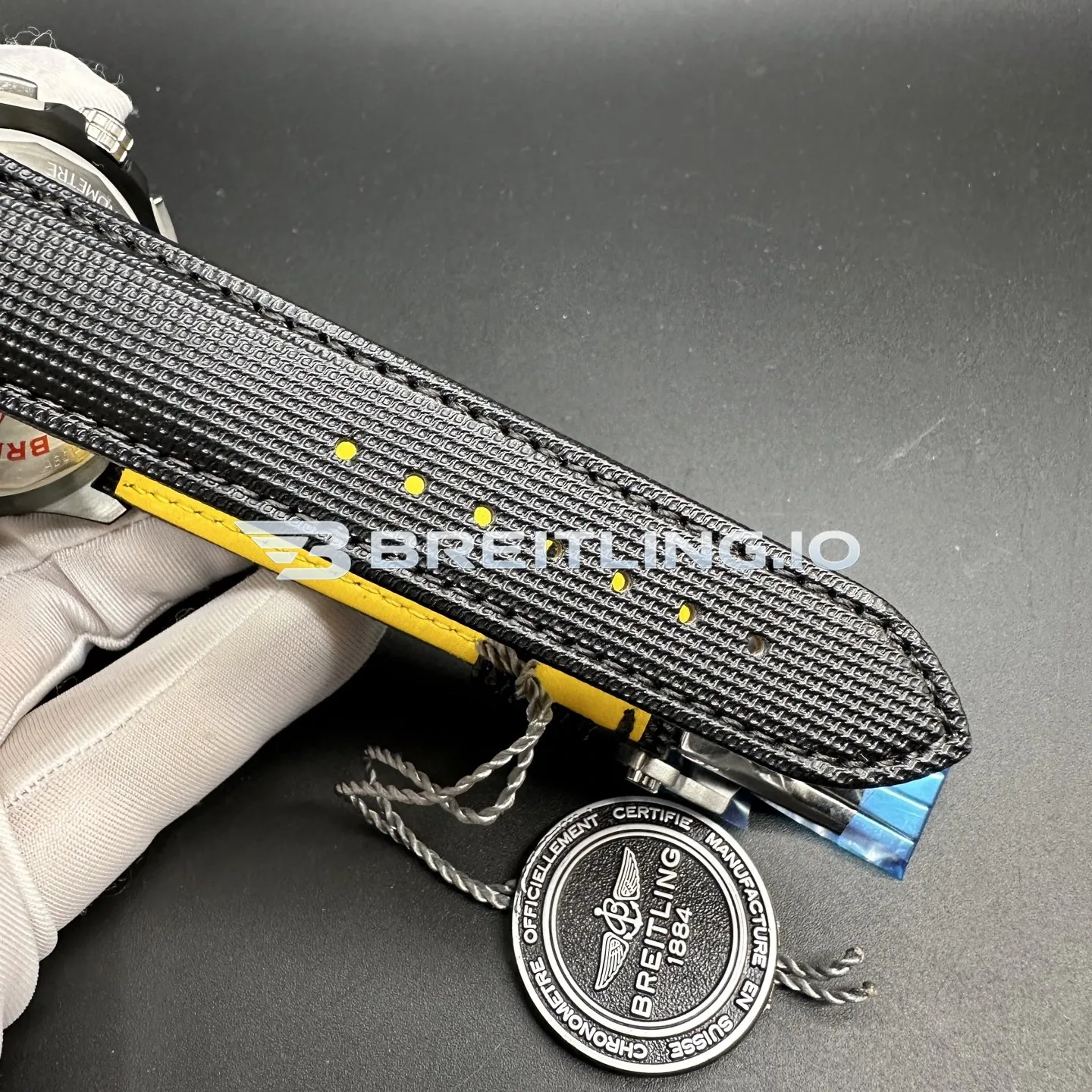 Breitling Avenger EB0148101B1X1 46mm Dark Grey/Black Dial Titanium Case Black Woven Rubber Strap Chronograph Replica Strap 2