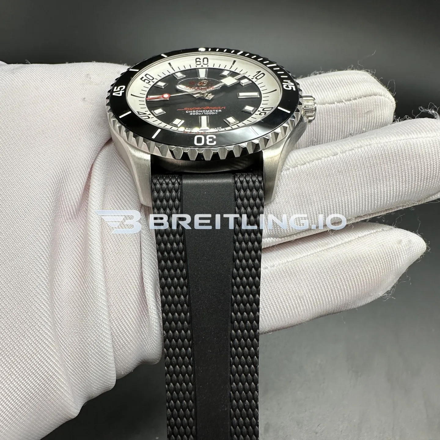 Breitling Superocean A17378211B1S1 44mm Black Dial With White Inner Ring High Gloss Polished Ceramic Bezel Super Clone Strap