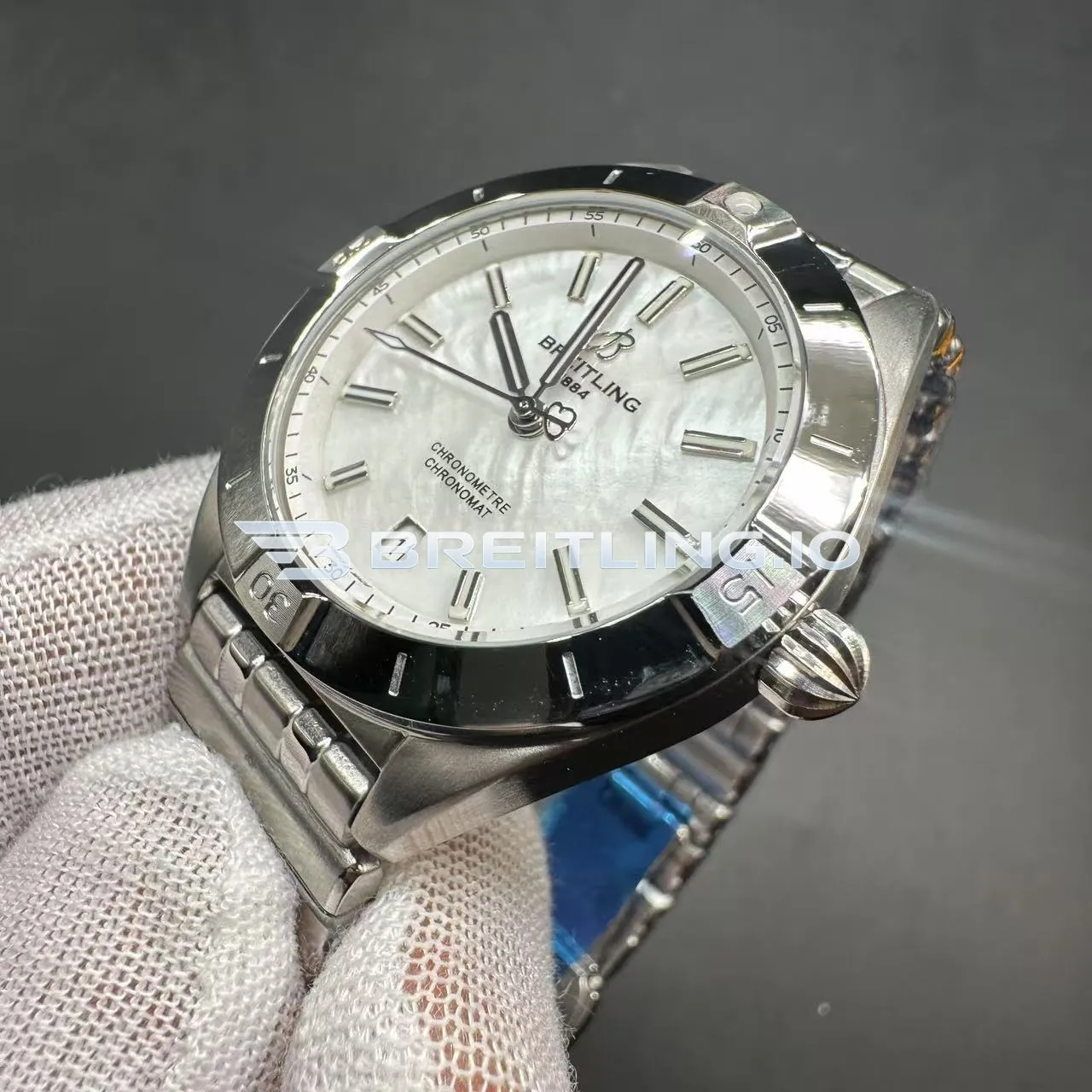 Breitling Chronomat A10380101A4A1 36mm White Mother Of Pearl Dial Stainless Steel Case Super Clone Dial Detail 2