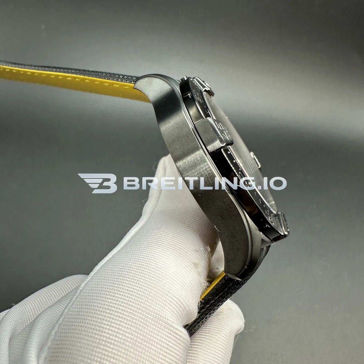 Breitling Avenger SB0147101I1X2 44mm Yellow Dial Matte Black Ceramic Bezel Black Woven Rubber Strap Chronograph Replica Left View