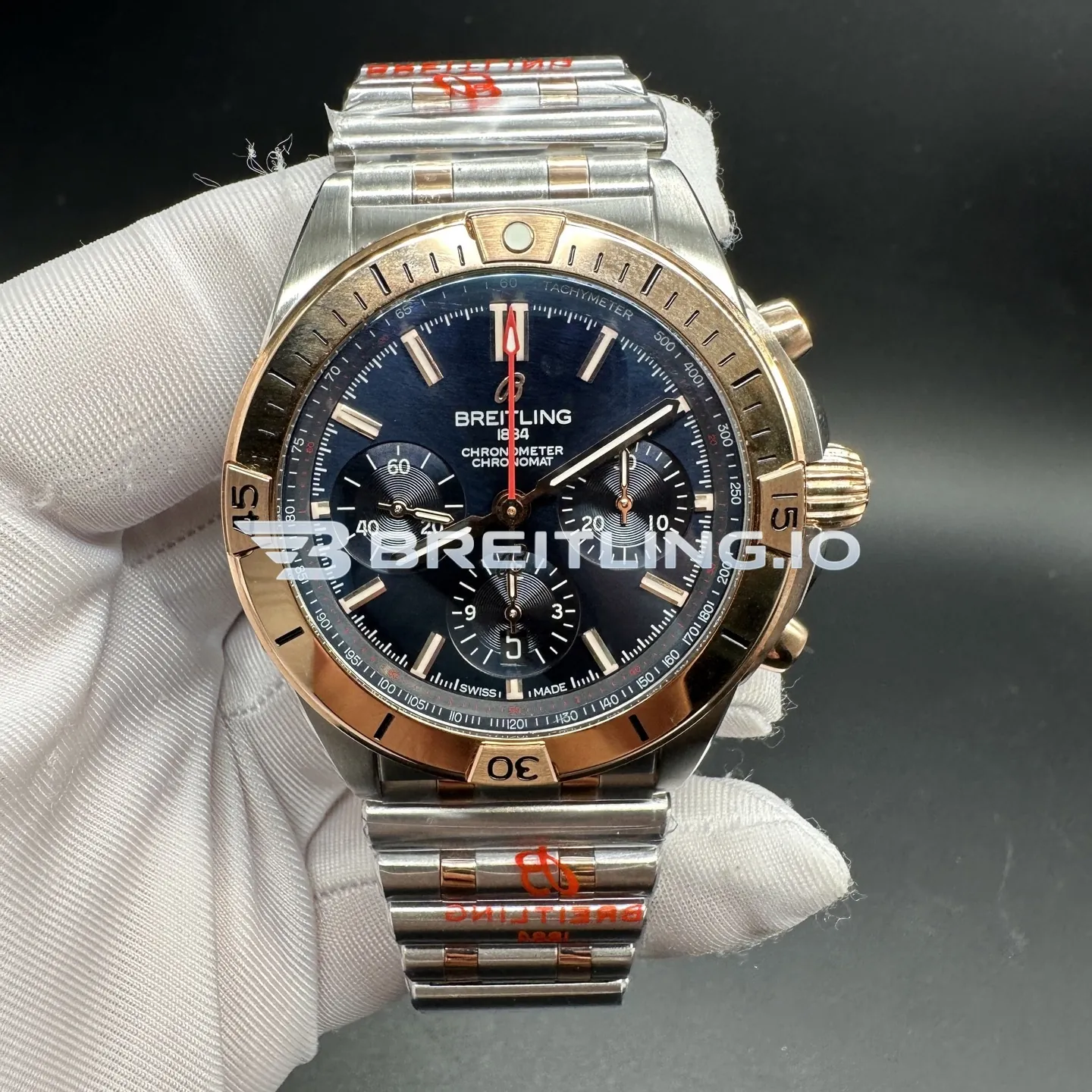 Breitling Chronomat UB0134101C1U1 42mm Blue Dial Stainless Steel 18K Rose Gold Two Tone Case Replica Front View