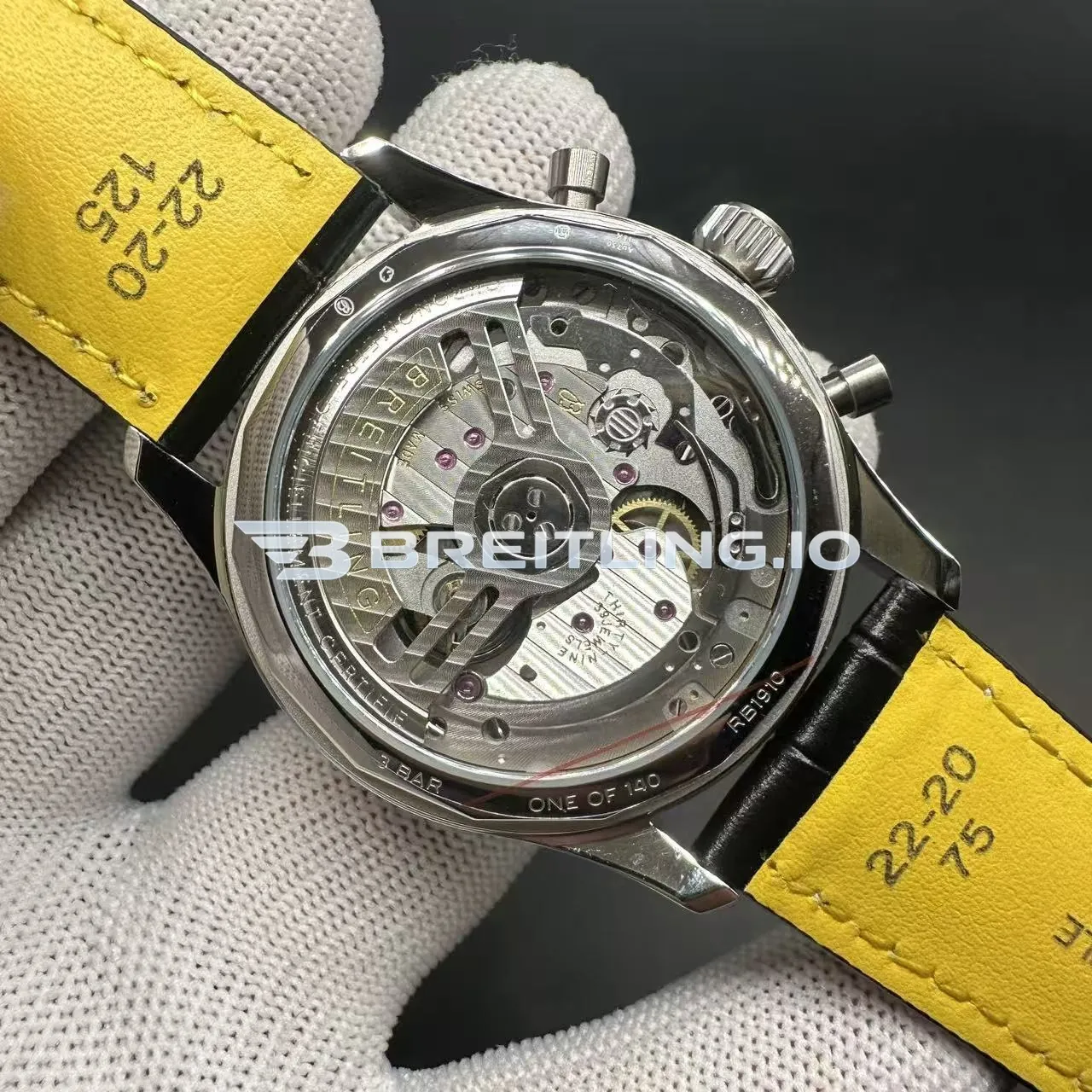 Breitling Navitimer PB1920251C1P1 43mm Ice Blue Sunburst Dial Stainless Steel Case Black Leather Strap Chronograph Replica Back View
