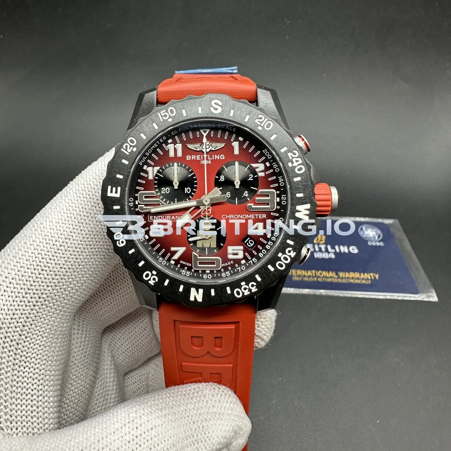 Breitling Professional Endurance X823109A1K1S1 44mm Gradient Red Dial Matte Black Breitlight Case Red Rubber Strap Replica Front View