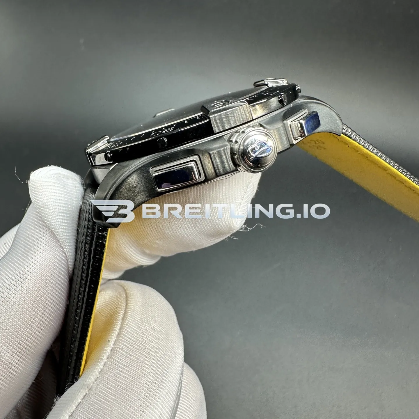 Breitling Avenger SB0147101I1X2 44mm Yellow Dial Matte Black Ceramic Bezel Black Woven Rubber Strap Chronograph Replica Right View