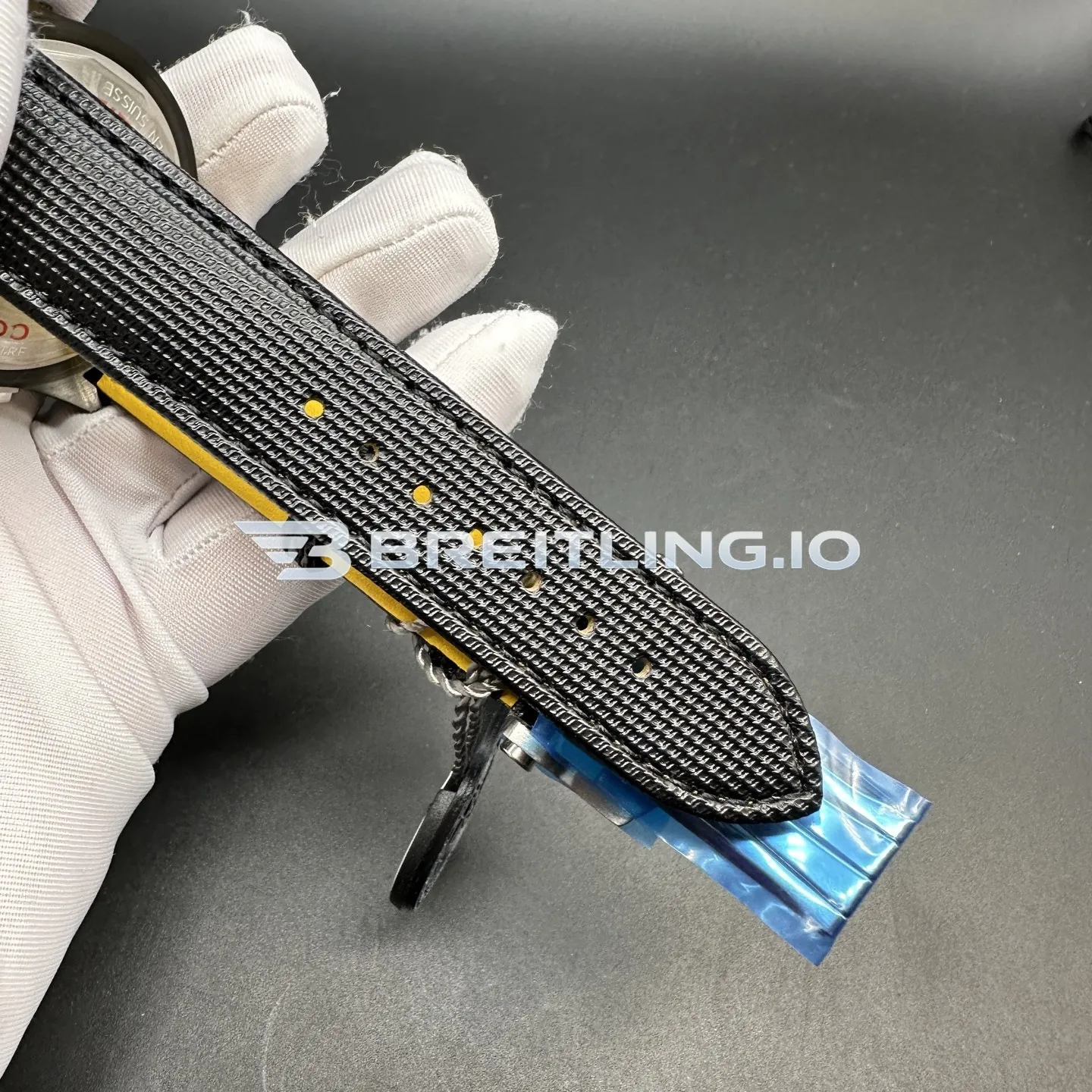 Breitling Avenger SB0147101I1X2 44mm Yellow Dial Matte Black Ceramic Bezel Black Woven Rubber Strap Chronograph Replica Strap 2