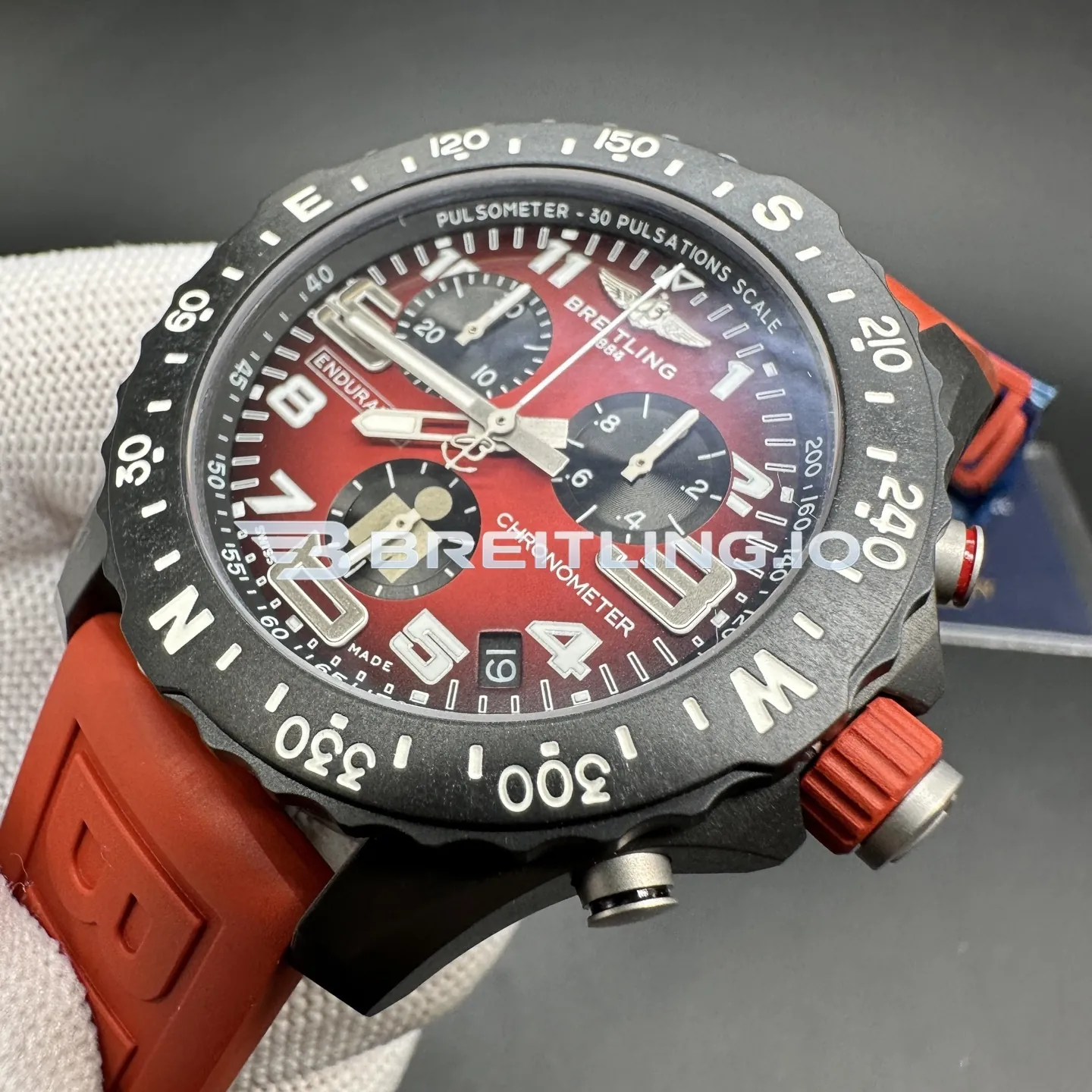 Breitling Professional Endurance X823109A1K1S1 44mm Gradient Red Dial Matte Black Breitlight Case Red Rubber Strap Replica Dial Detail 1