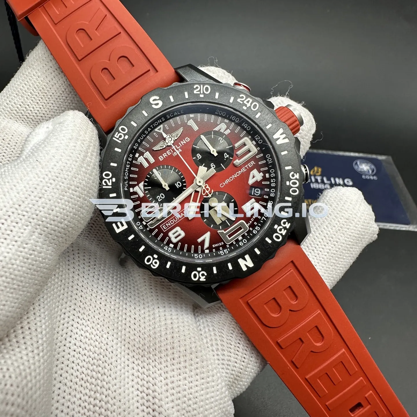 Breitling Professional Endurance X823109A1K1S1 44mm Gradient Red Dial Matte Black Breitlight Case Red Rubber Strap Replica Side View 1