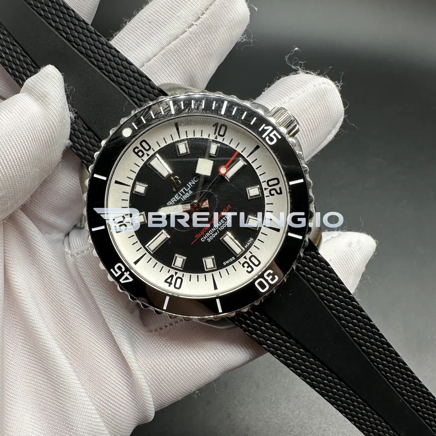 Breitling Superocean A17378211B1S1 44mm Black Dial With White Inner Ring High Gloss Polished Ceramic Bezel Super Clone Side View 1