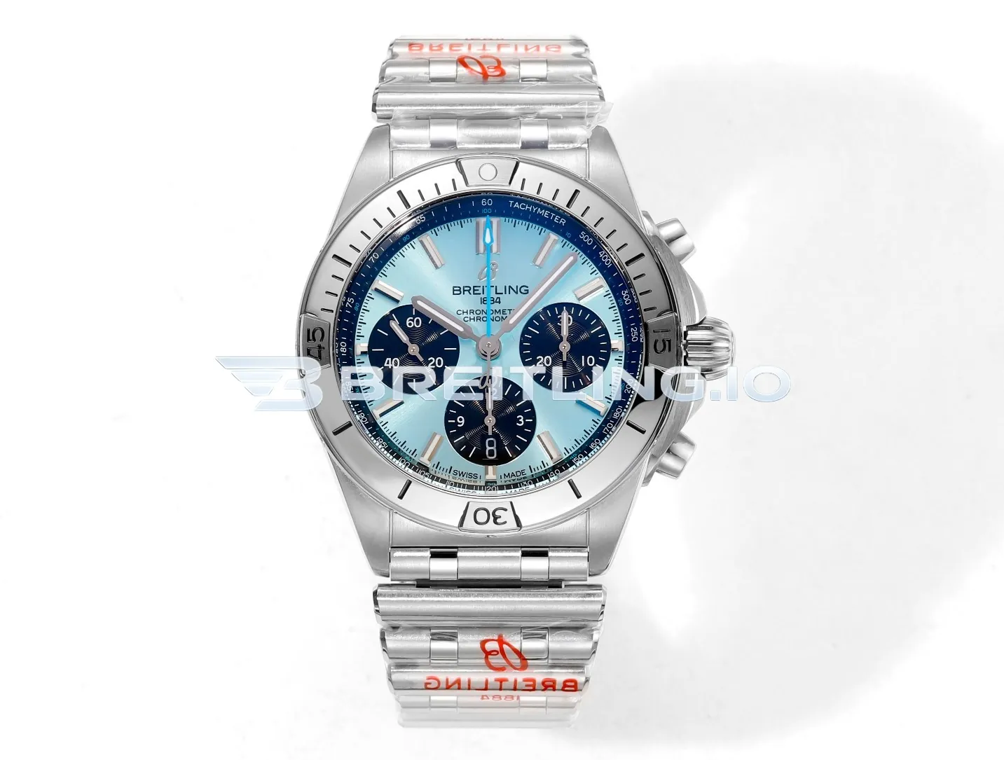 Breitling Chronomat PB0134101C1S1 43mm Ice Blue Dial Stainless Steel Case Chronograph Replica Front View