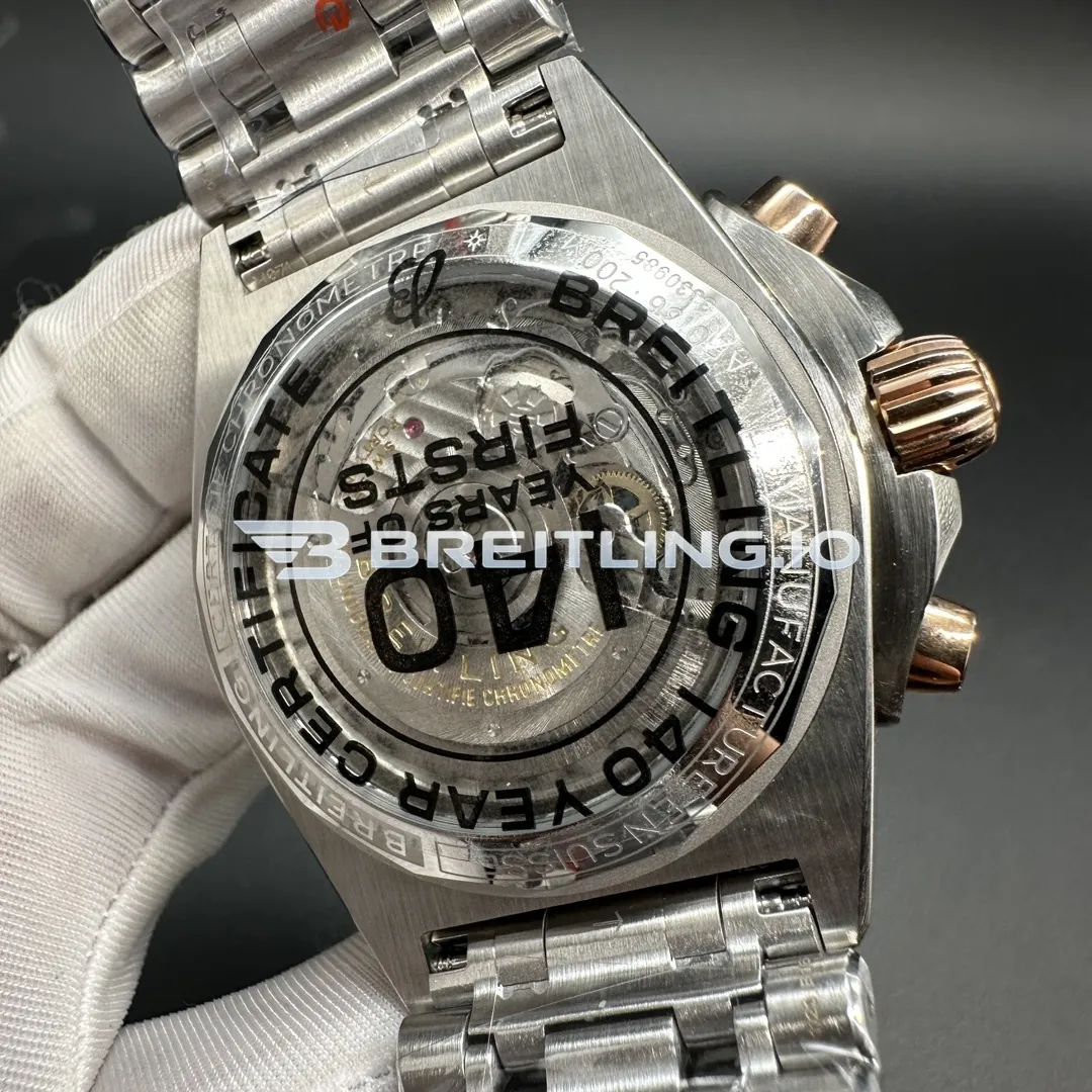 Breitling Chronomat IB0134101G1A1 42mm Silver Dial Two Tone Stainless Steel 18K Rose Gold Bezel Two Tone Metal Super Clone Back View