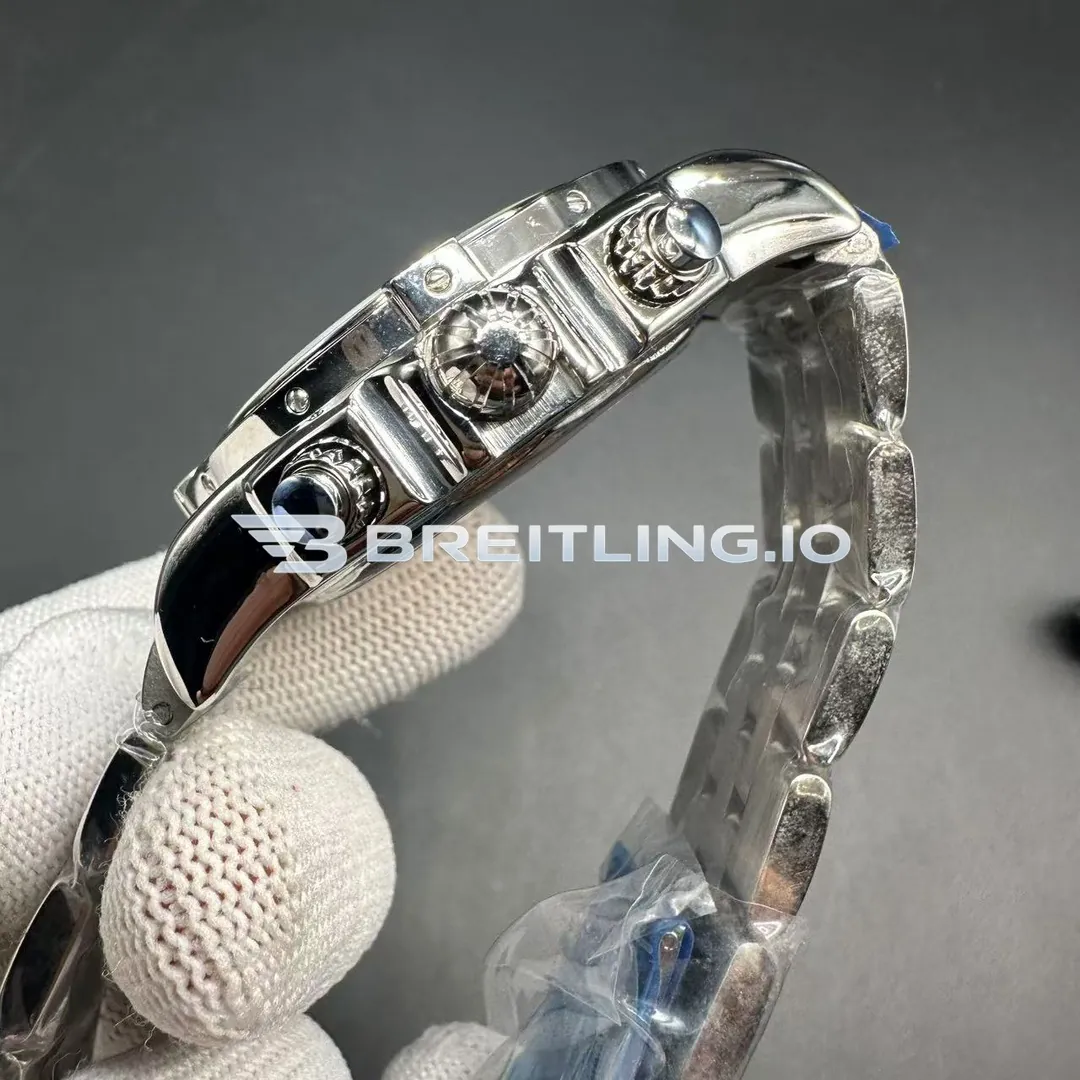 Breitling Chronomat AB011012/G684 44mm Silver Brushed Dial Slide Rule Bezel Stainless Steel Bracelet Chronograph Super Clone Right View