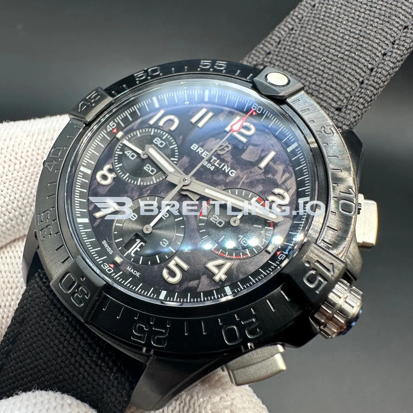 Breitling Avenger Night Mission SB0147101B1X1 Chronograph 44mm Black Camo Dial Full Black Ceramic Case Super Clone Dial Detail 1