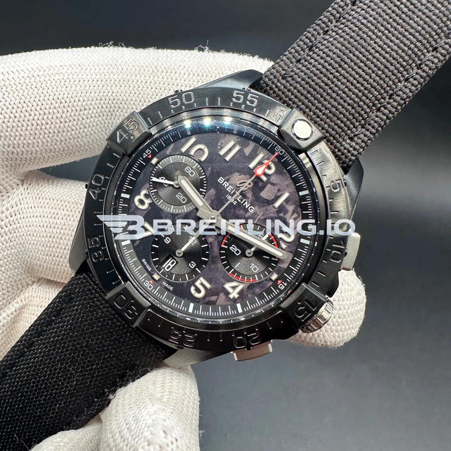 Breitling Avenger Night Mission SB0147101B1X1 Chronograph 44mm Black Camo Dial Full Black Ceramic Case Super Clone Side View 2