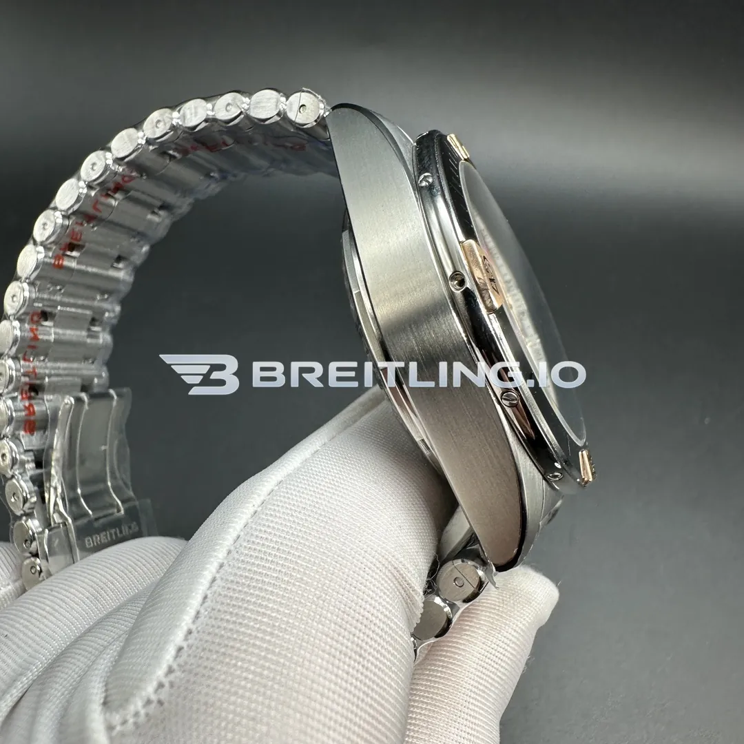Breitling Chronomat IB0134101G1A1 42mm Silver Dial Two Tone Stainless Steel 18K Rose Gold Bezel Two Tone Metal Super Clone Left View