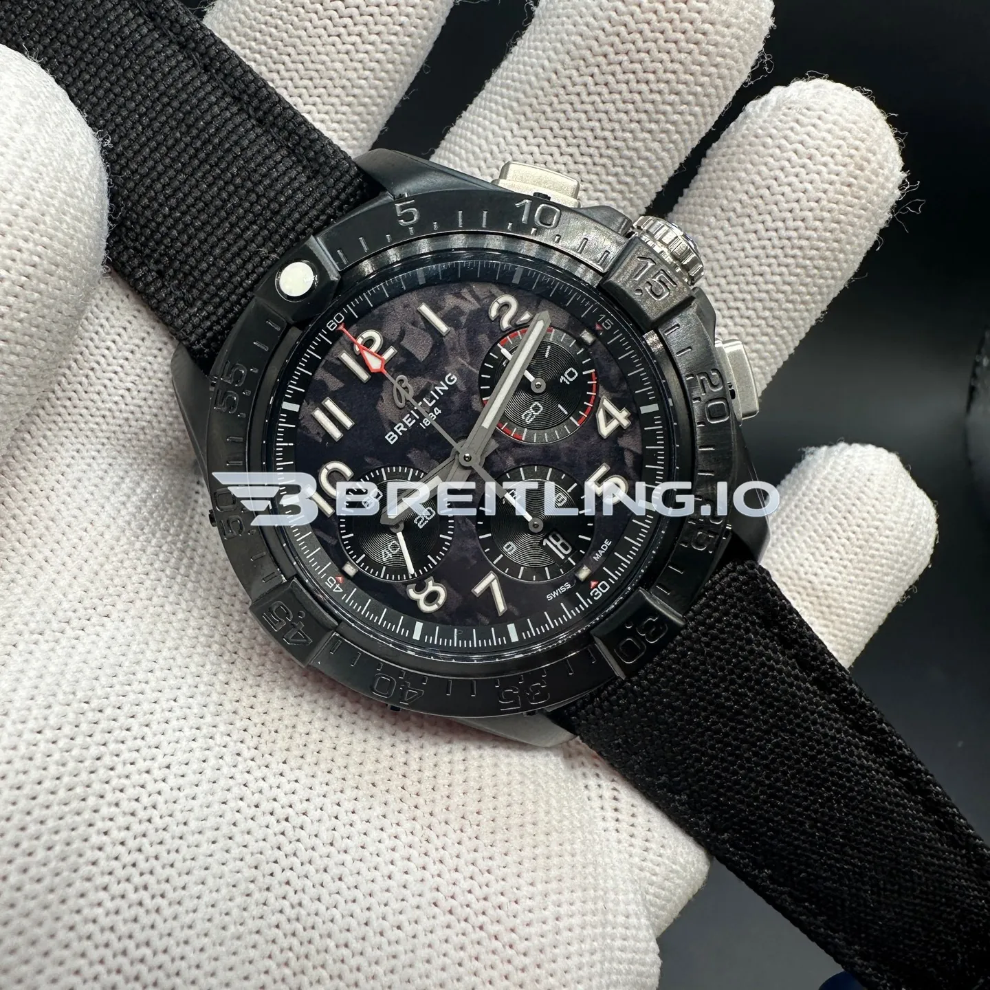 Breitling Avenger Night Mission SB0147101B1X1 Chronograph 44mm Black Camo Dial Full Black Ceramic Case Super Clone Side View 1