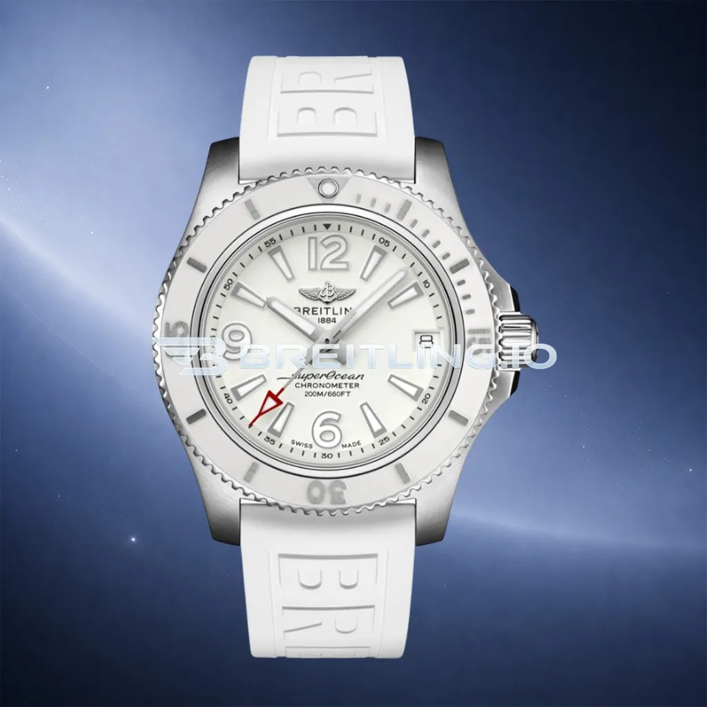 Breitling Superocean A17316D21A1S1 36mm White Dial Polished Stainless Steel Case White Rubber Strap Super Clone First Image