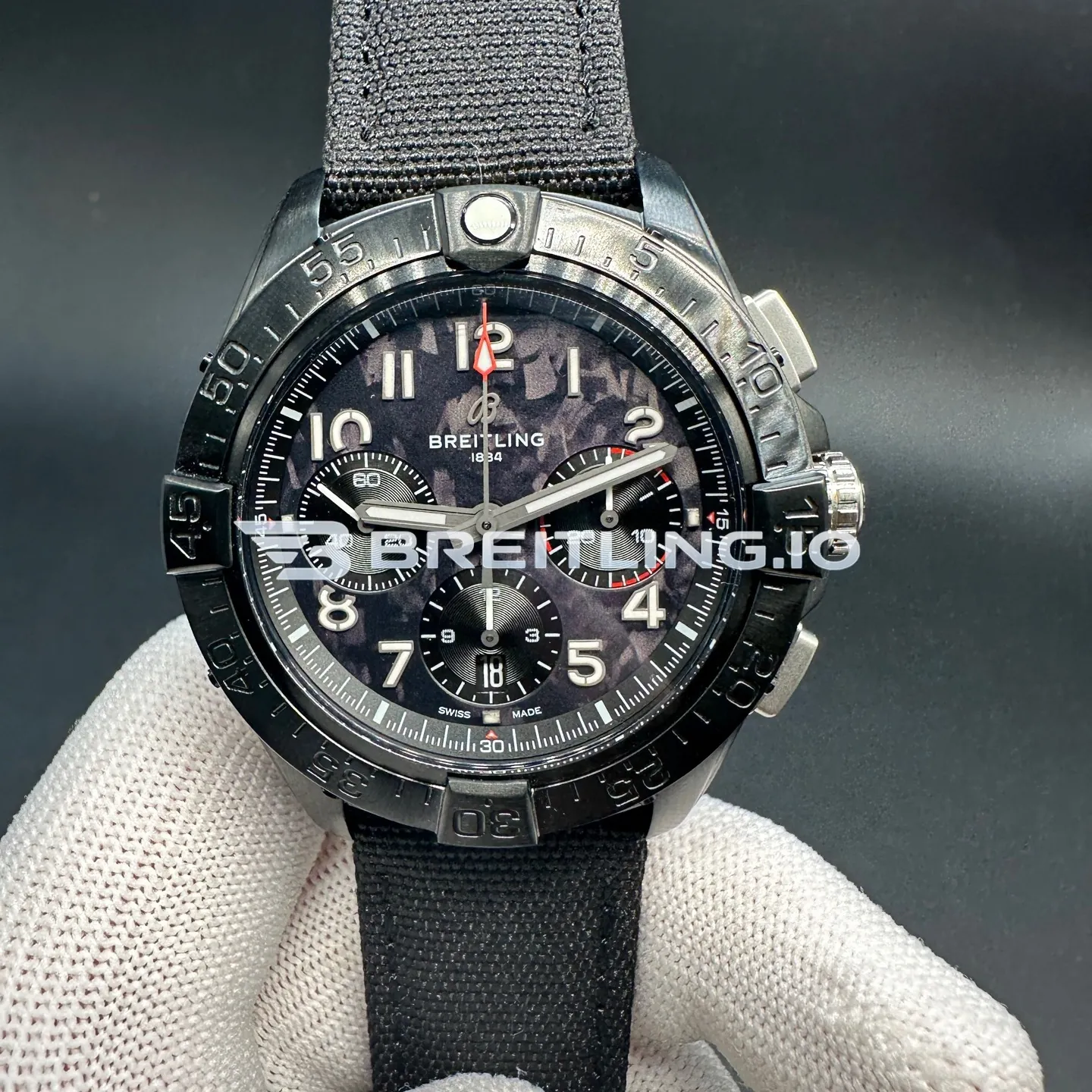 Breitling Avenger Night Mission SB0147101B1X1 Chronograph 44mm Black Camo Dial Full Black Ceramic Case Super Clone Front View