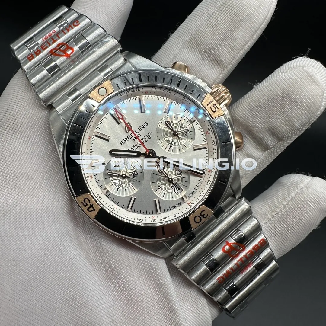Breitling Chronomat IB0134101G1A1 42mm Silver Dial Two Tone Stainless Steel 18K Rose Gold Bezel Two Tone Metal Super Clone Side View 1