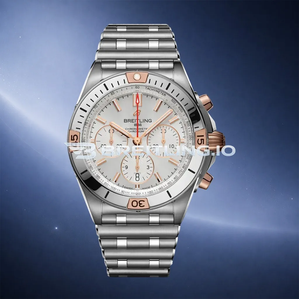 Breitling Chronomat IB0134101G1A1 42mm Silver Dial Two Tone Stainless Steel 18K Rose Gold Bezel Two Tone Metal Super Clone First Image