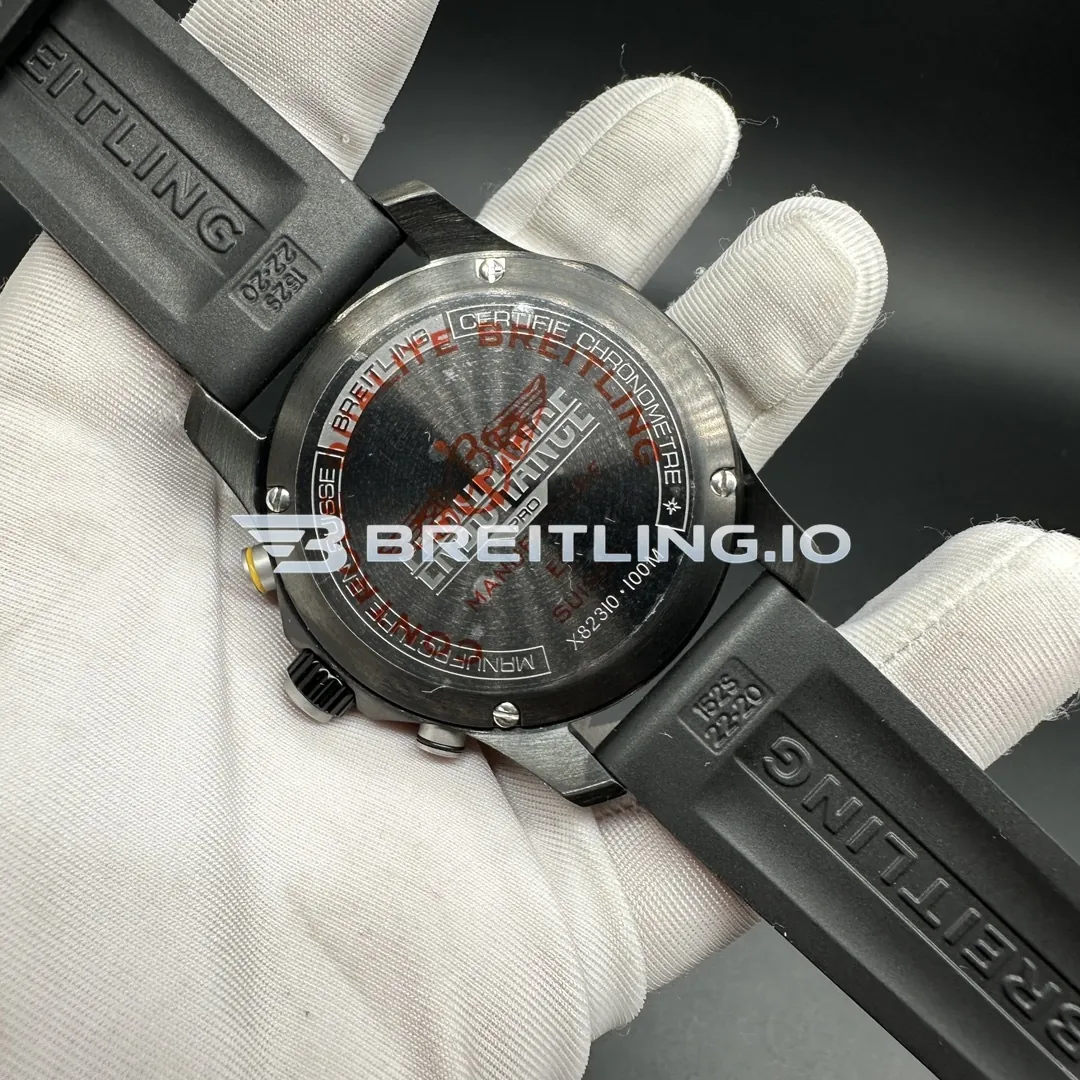 Breitling Professional Endurance X82310E51B1S1 44mm Black Dial Full Black Breitlight Case Black Rubber Strap Super Clone Back View