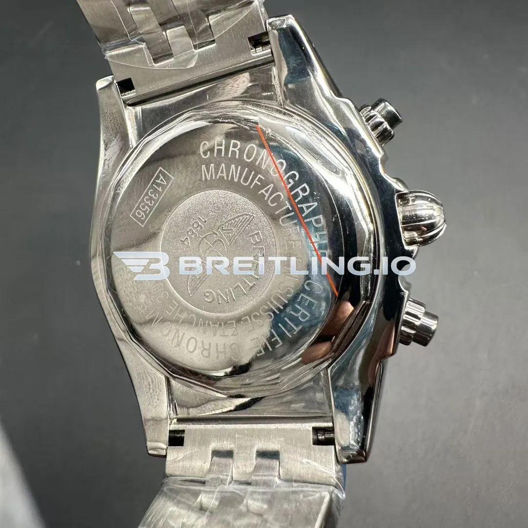 Breitling Chronomat AB011012/G684 44mm Silver Brushed Dial Slide Rule Bezel Stainless Steel Bracelet Chronograph Super Clone Back View
