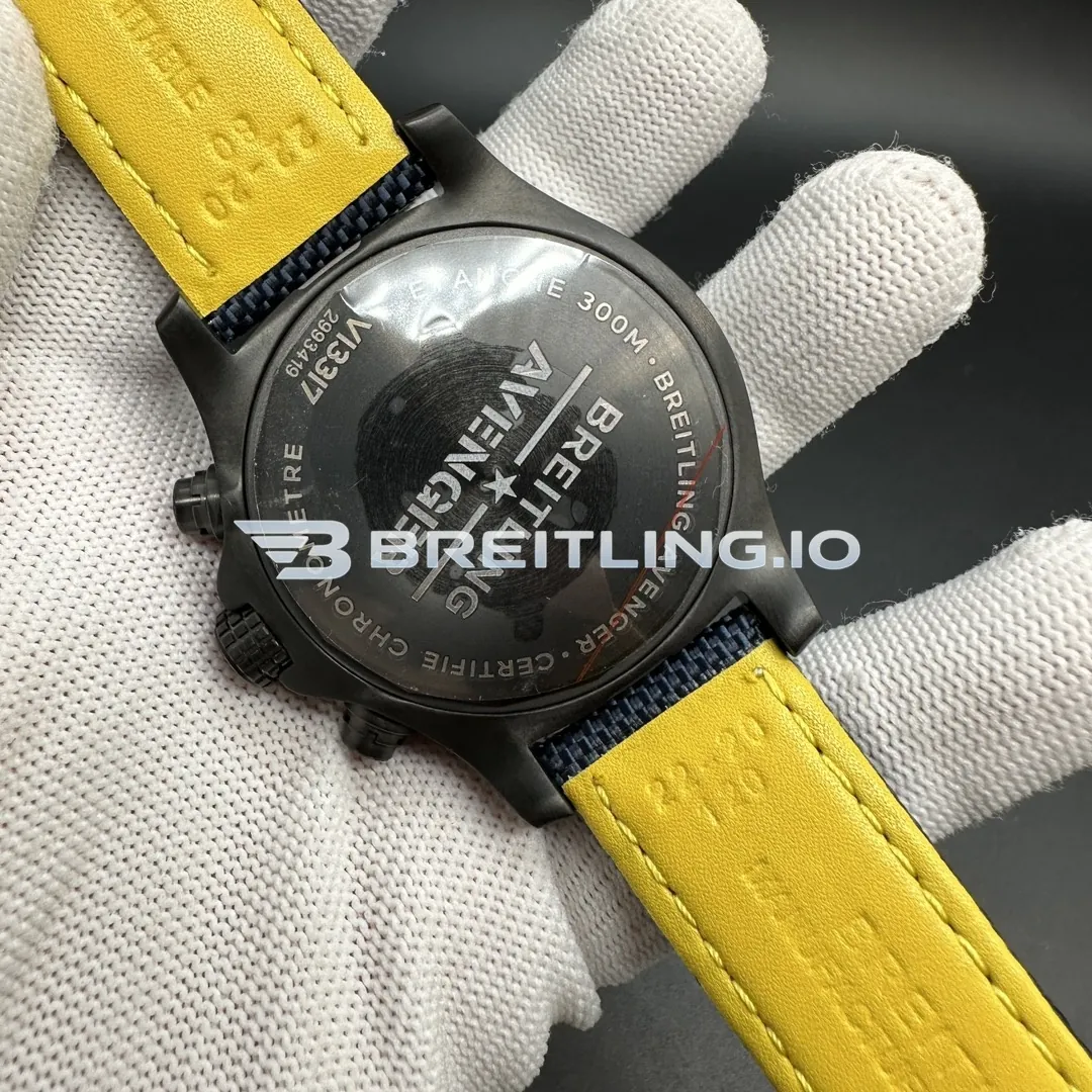Breitling Super Avenger Black Night Mission V13375101C1X1 48mm Deep Blue Dial Black DLC Coated Titanium Case Super Clone Back View