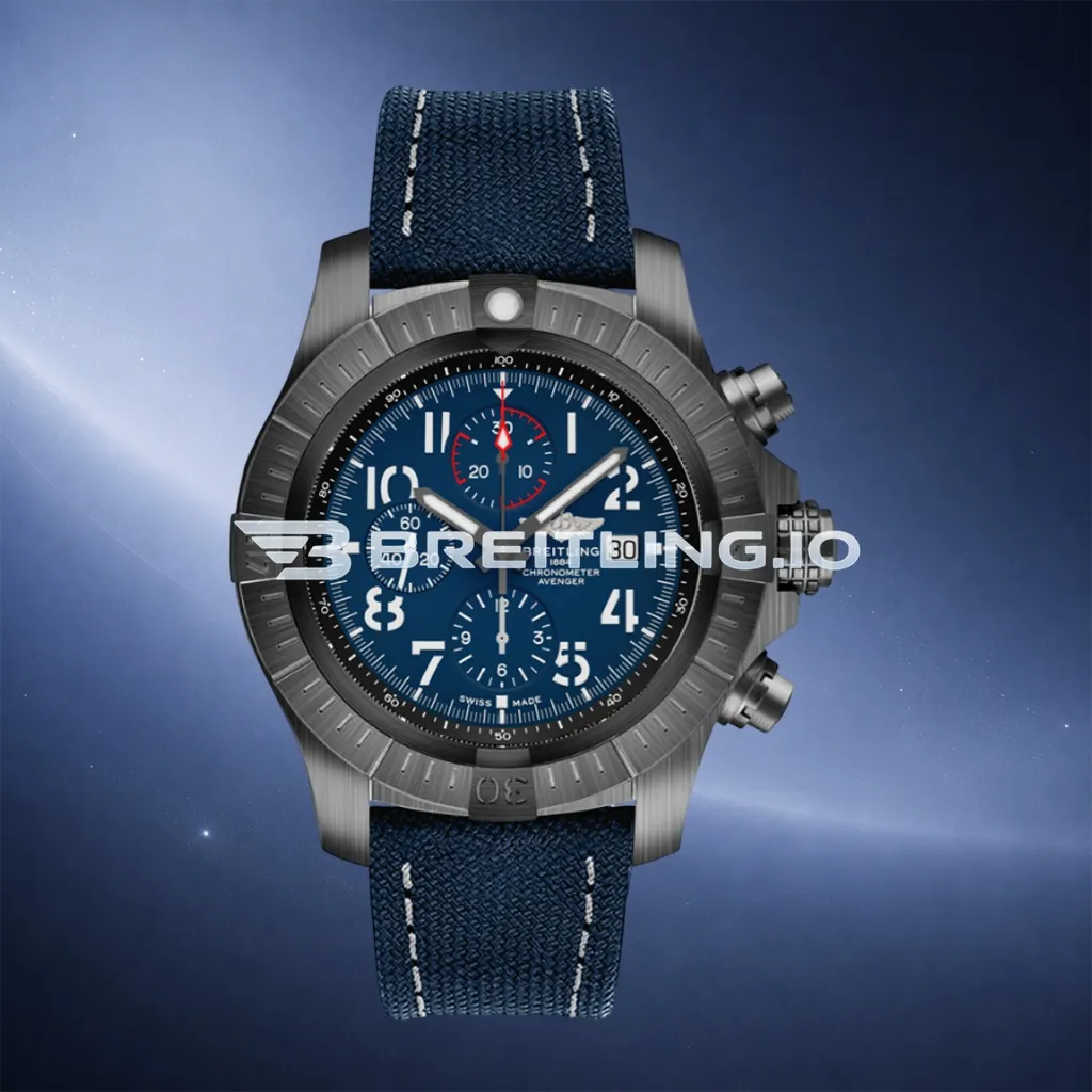 Breitling Super Avenger Black Night Mission V13375101C1X1 48mm Deep Blue Dial Black DLC Coated Titanium Case Super Clone First Image