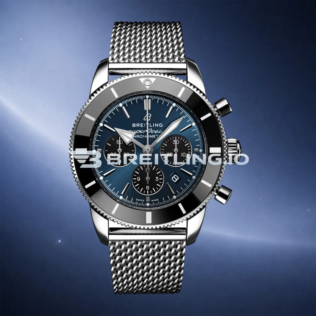Breitling Superocean Heritage AB0162121C1A1 44mm Gradient Blue Dial Gloss Black Ceramic Bezel Milanese Mesh Bracelet Super Clone First Image