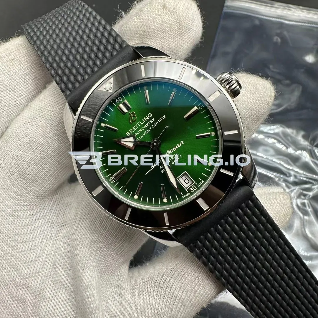 Breitling Superocean Heritage AB2010121L1S1 42mm Gradient Green Sunburst Dial Gloss Black Ceramic Bezel Super Clone Side View 1