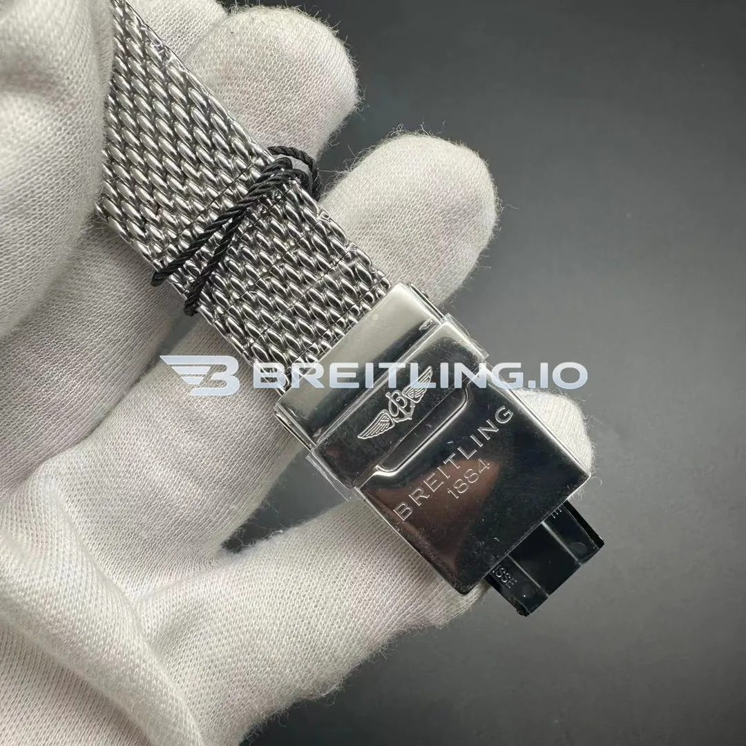Breitling Superocean Heritage AB0162121C1A1 44mm Gradient Blue Dial Gloss Black Ceramic Bezel Milanese Mesh Bracelet Super Clone Strap And Clasp