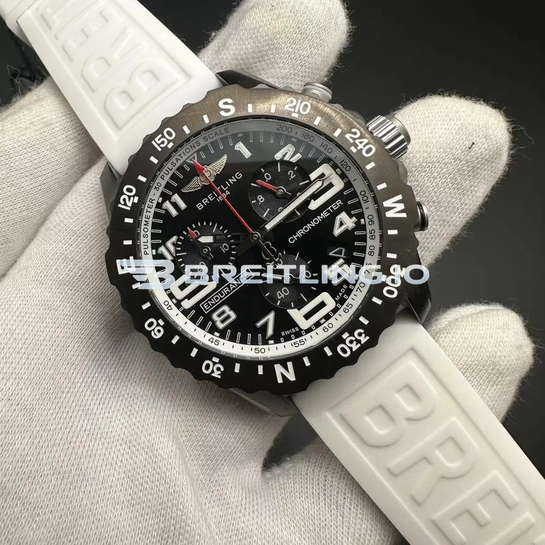 Breitling Professional Endurance Pro X82310A71B1S1 44mm Black Dial Matte Breitlight White Case Rubber Strap Super Clone Side View 1