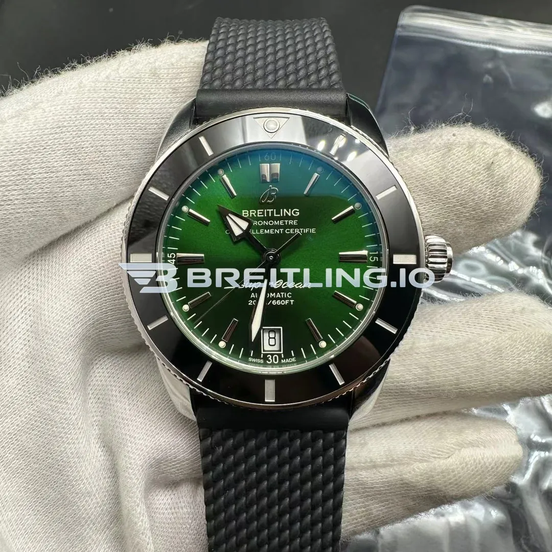 Breitling Superocean Heritage AB2010121L1S1 42mm Gradient Green Sunburst Dial Gloss Black Ceramic Bezel Super Clone Front View