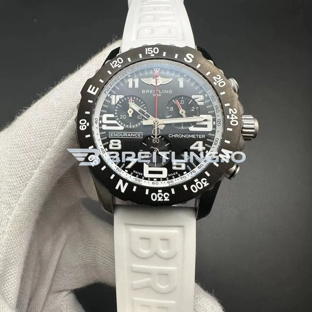 Breitling Professional Endurance Pro X82310A71B1S1 44mm Black Dial Matte Breitlight White Case Rubber Strap Super Clone Front View