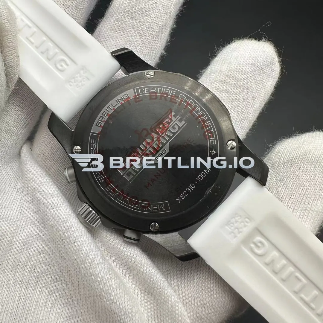 Breitling Professional Endurance Pro X82310A71B1S1 44mm Black Dial Matte Breitlight White Case Rubber Strap Super Clone Back View
