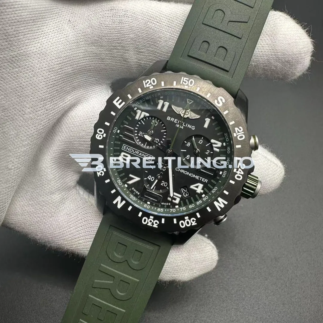 Breitling Professional Endurance Pro X82310D31B1S1 44mm Black Dial Military Green Inner Track Black Breitlight Case Super Clone Side View 2