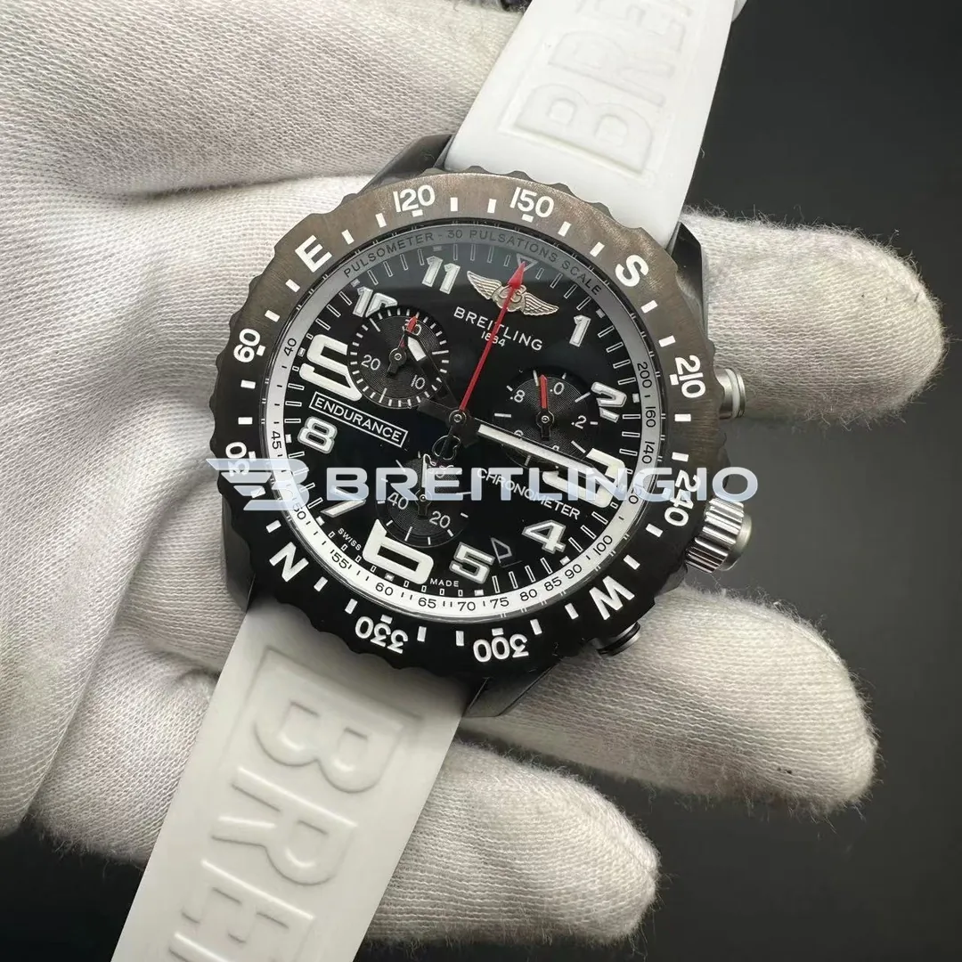 Breitling Professional Endurance Pro X82310A71B1S1 44mm Black Dial Matte Breitlight White Case Rubber Strap Super Clone Side View 2