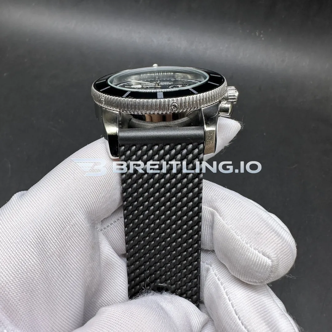 Breitling Superocean Heritage AB0162121C1S1 44mm Blue Dial Black Ceramic Bezel Black Woven Rubber Strap Chronograph Super Clone Strap