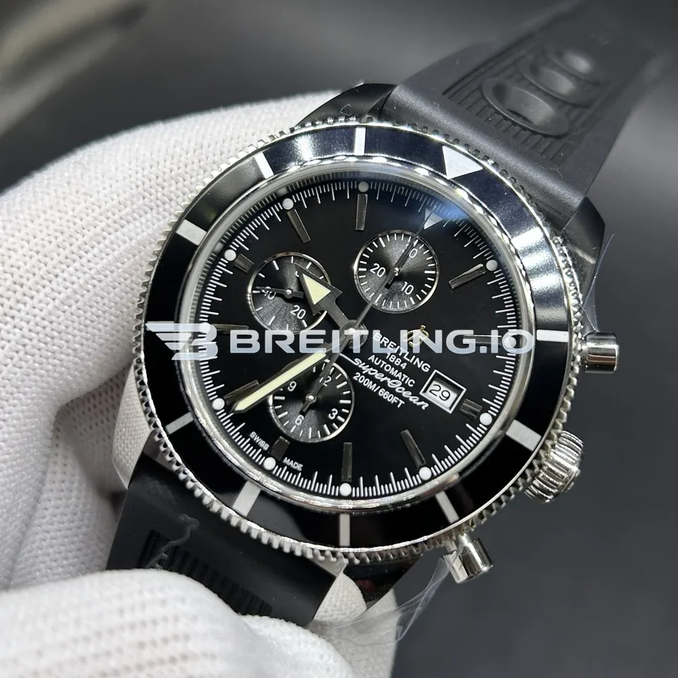 Breitling Superocean Heritage A1332024B908 46mm Black Dial Black Grooved Bezel Black Rubber Strap Chronograph Super Clone Dial Detail 2