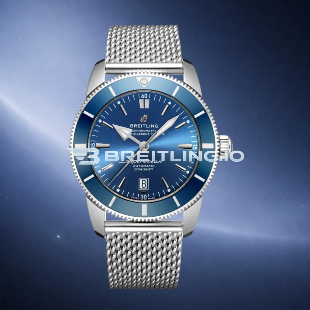 Breitling Superocean Heritage AB2020161C1A1 46mm Blue Dial Blue Ceramic Bezel Milanese Mesh Bracelet Super Clone First Image
