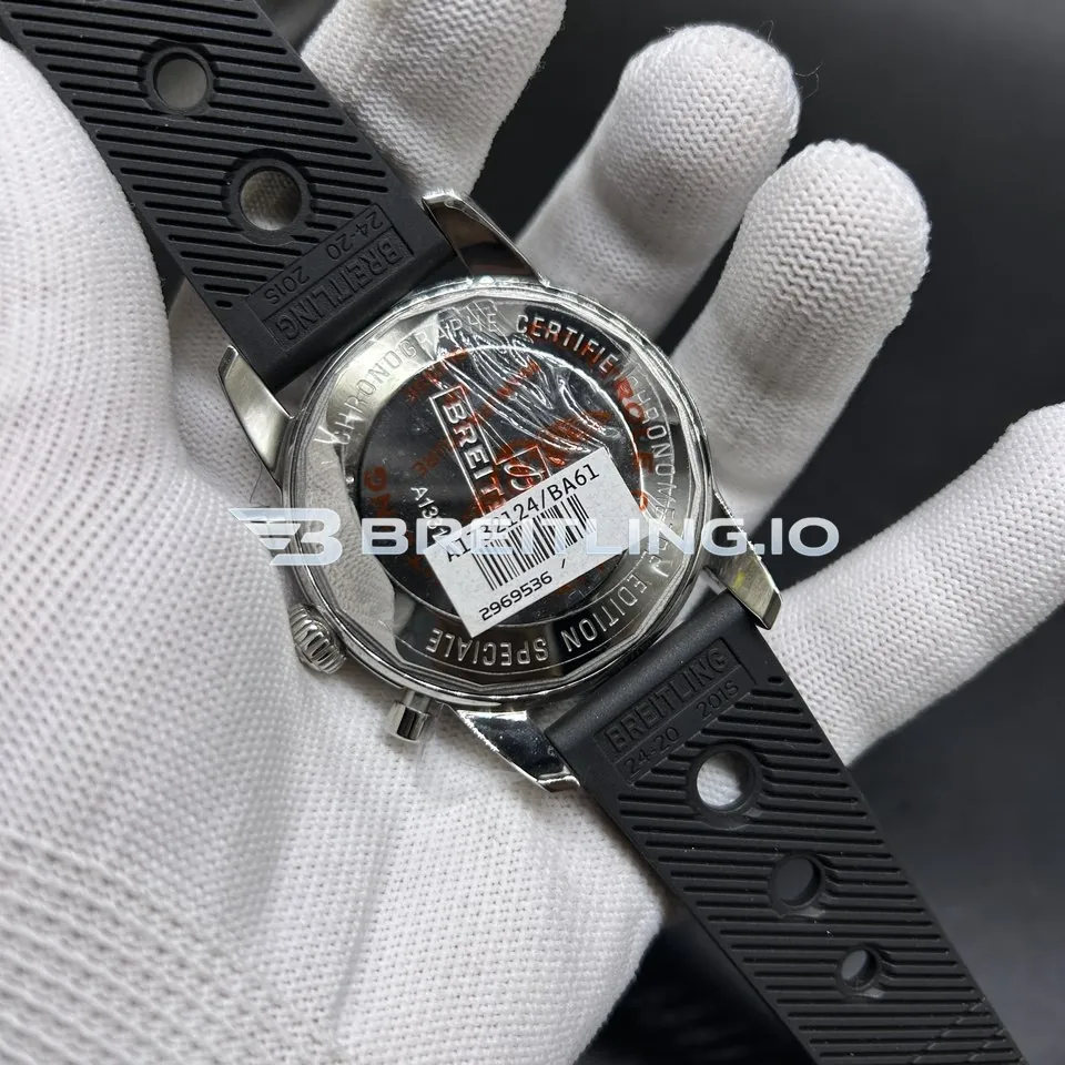 Breitling Superocean Heritage A1332024B908 46mm Black Dial Black Grooved Bezel Black Rubber Strap Chronograph Super Clone Back View