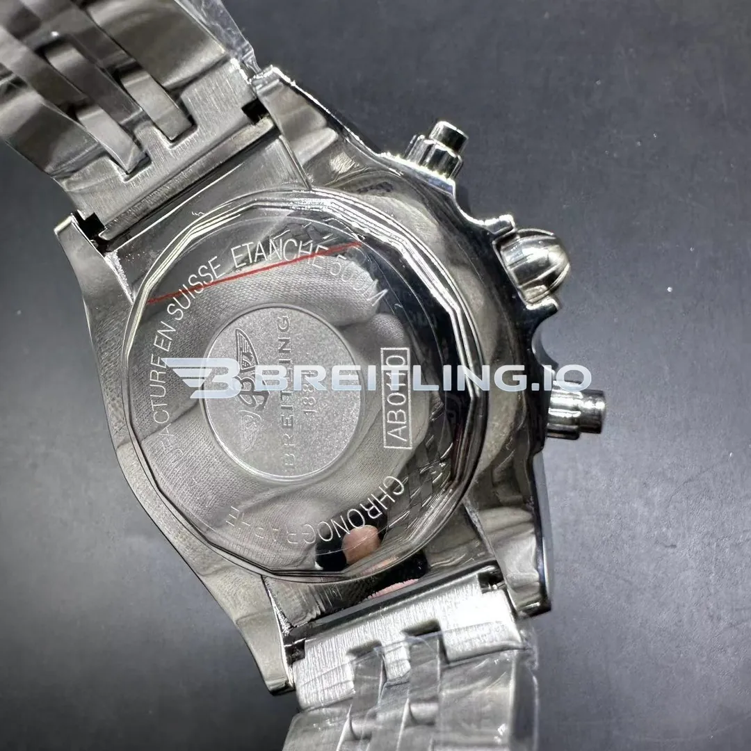 Breitling Chronomat AB011012B967 44mm Black Dial Polished Stainless Steel Bezel Steel Bracelet Chronograph Super Clone Back View