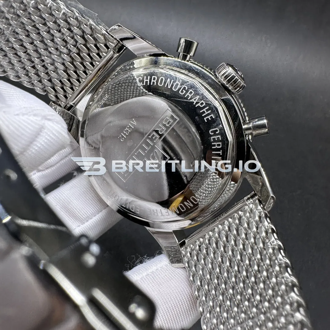 Breitling Superocean Heritage A13313121L1A1 44mm Green Dial Black Ceramic Bezel Stainless Steel Milanese Bracelet Super Clone Back View