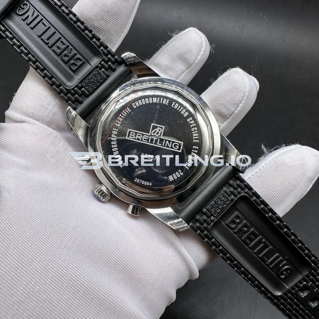 Breitling Superocean Heritage AB0162121C1S1 44mm Blue Dial Black Ceramic Bezel Black Woven Rubber Strap Chronograph Super Clone Back View