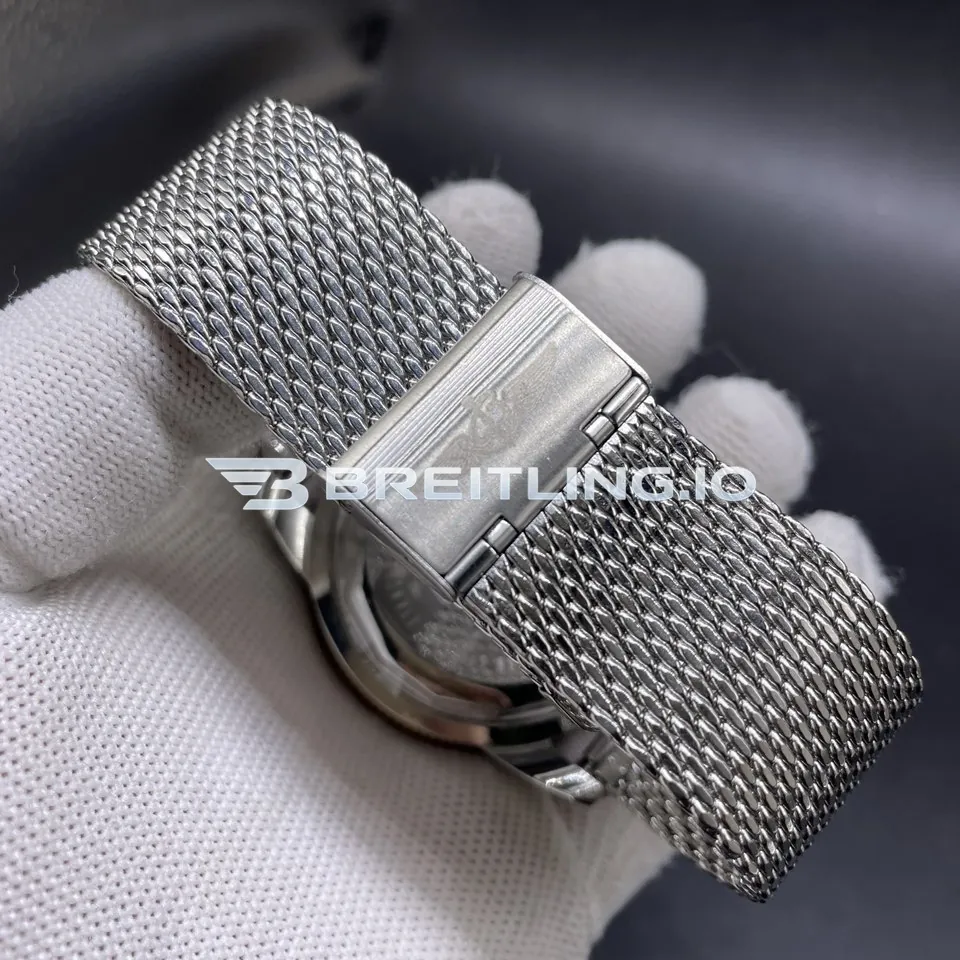 Breitling Superocean Heritage AB2020161C1A1 46mm Blue Dial Blue Ceramic Bezel Milanese Mesh Bracelet Super Clone Strap And Clasp