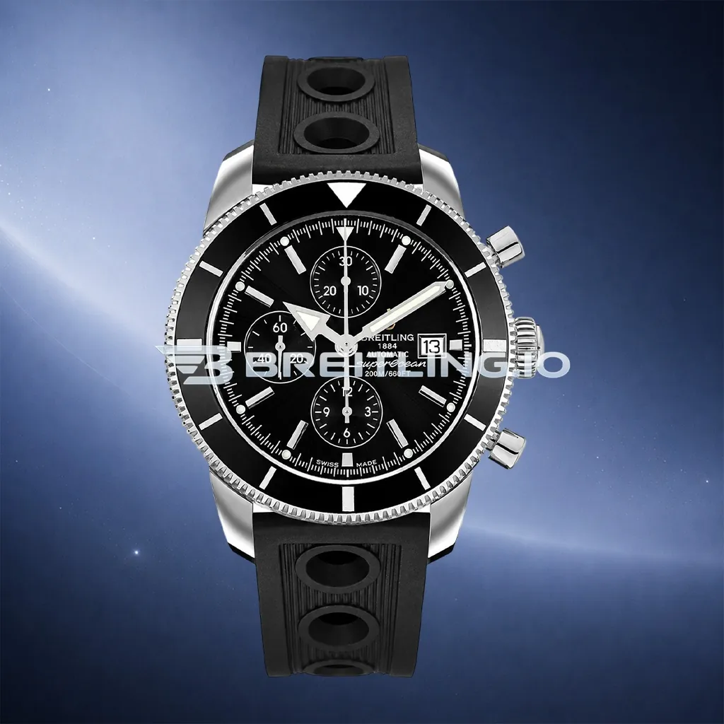 Breitling Superocean Heritage A1332024B908 46mm Black Dial Black Grooved Bezel Black Rubber Strap Chronograph Super Clone First Image