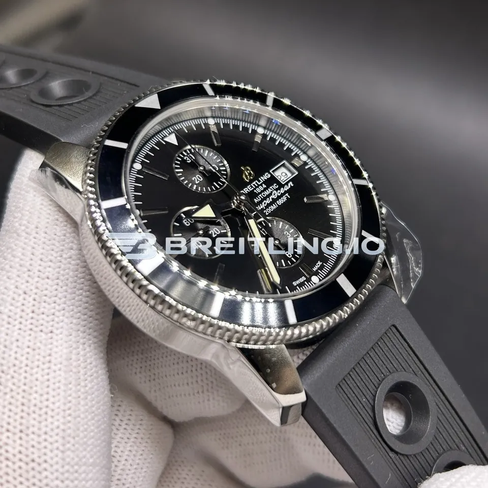 Breitling Superocean Heritage A1332024B908 46mm Black Dial Black Grooved Bezel Black Rubber Strap Chronograph Super Clone Dial Detail 1